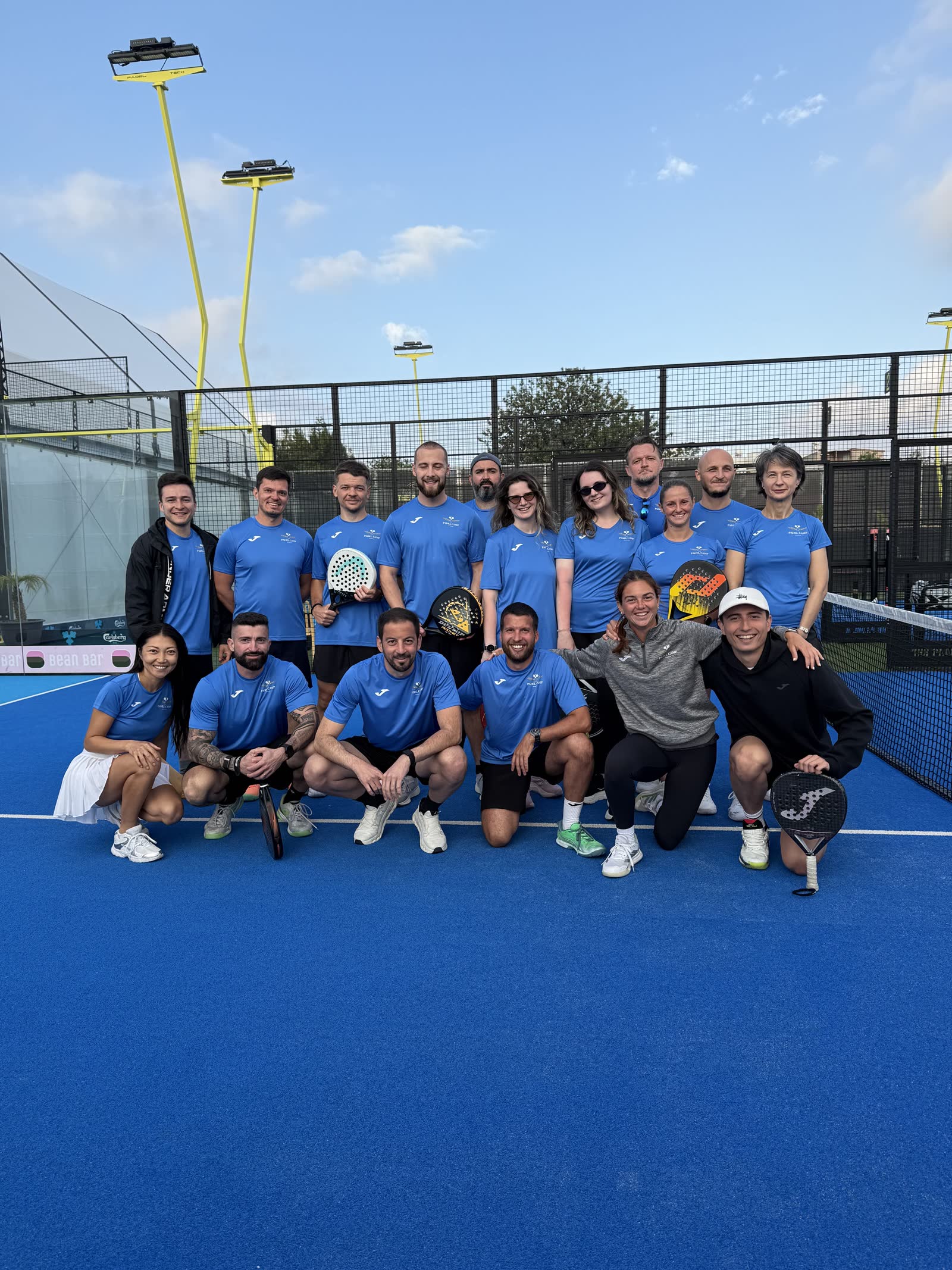 Padel Camp Cyprus group photo with coaches and participants at The Padel K