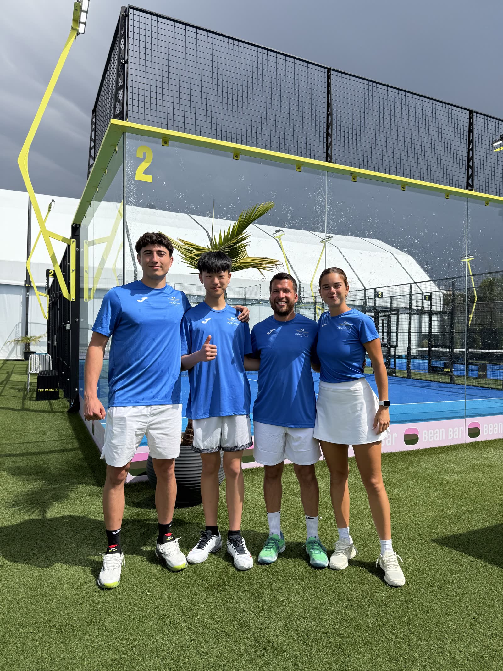 Padel Camp Cyprus participants and coach posing together after camp